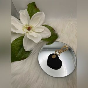 Black heart keychain faux leather